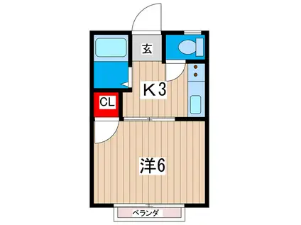 アリス1(1K/2階)の間取り写真