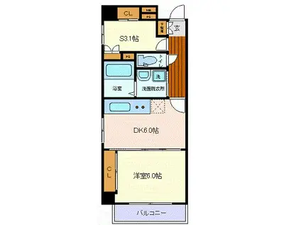 カスタリア一番町イースト(1DK/9階)の間取り写真