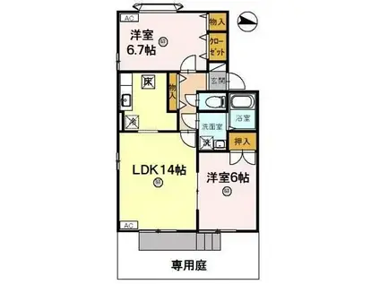 ファミールハウスA棟(2LDK/1階)の間取り写真