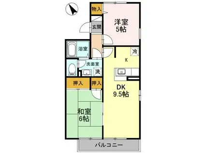 モービルガーデン山田 弐番館(2DK/1階)の間取り写真