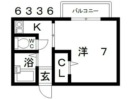 カーサベルデ(1K/3階)の間取り写真