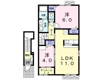 アバンツァート・カーサ(2LDK/2階)の間取り写真