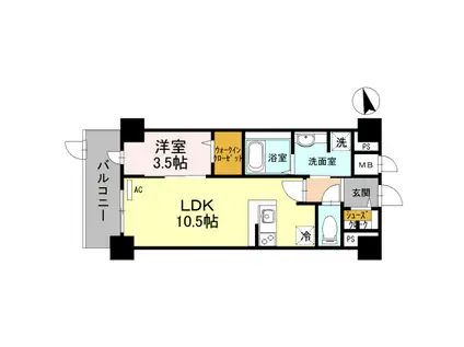 クレールフォレスタ(1LDK/6階)の間取り写真