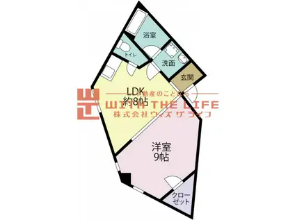 レジデンスペガサス(1LDK/2階)の間取り写真