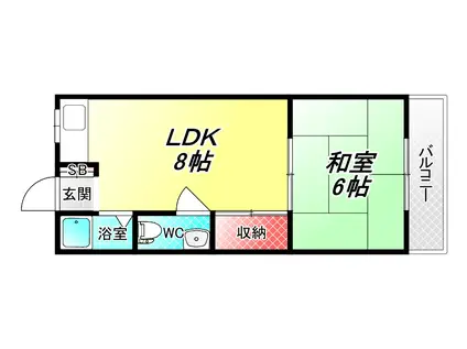 マンションアライ(1LDK/4階)の間取り写真