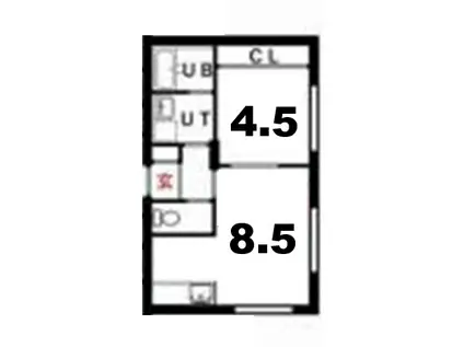 ENCHANT S-VILLAGE16N(1LDK/2階)の間取り写真