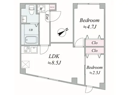 BEL FIORE KANAMECHO(2LDK/4階)の間取り写真