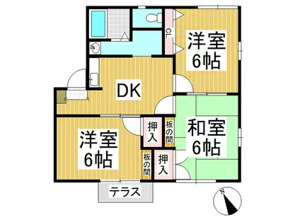 タウニィトミタケ A棟(3DK/1階)の間取り写真
