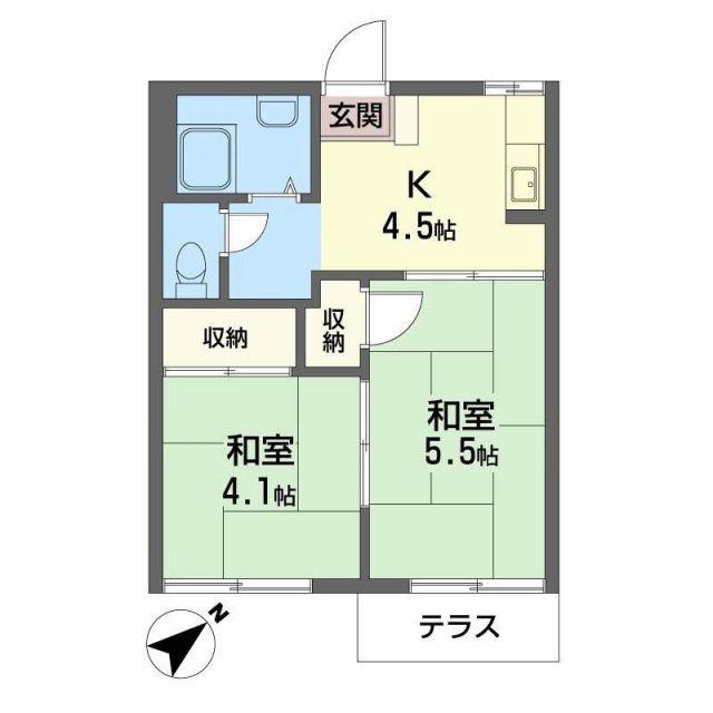 コーポラス津森(2K/1階)の間取り写真