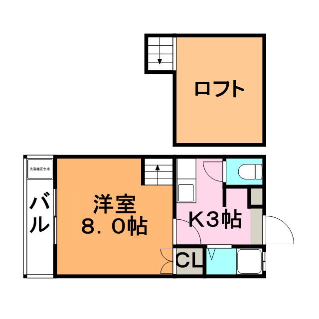 パルコK(1K/2階)の間取り写真