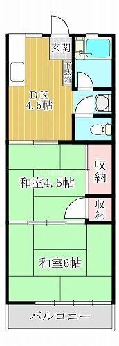 三田アパート(2K/2階)の間取り写真