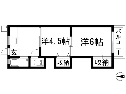 コーポ大川(2K/2階)の間取り写真