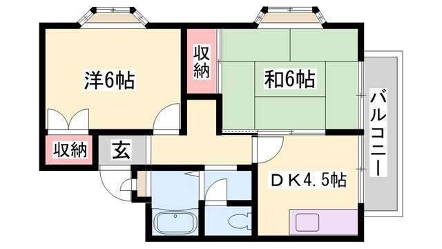 フェリスハイツ(2DK/2階)の間取り写真