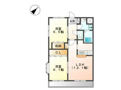 ビレッジあじき(2LDK/3階)の間取り写真