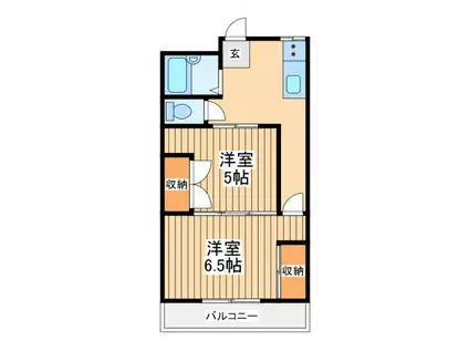 コンフォートイナギ(2DK/2階)の間取り写真