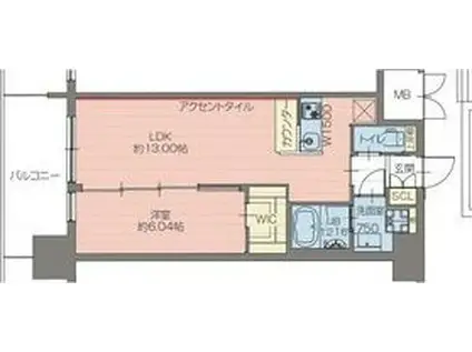 プレジオ梅田(1LDK/6階)の間取り写真