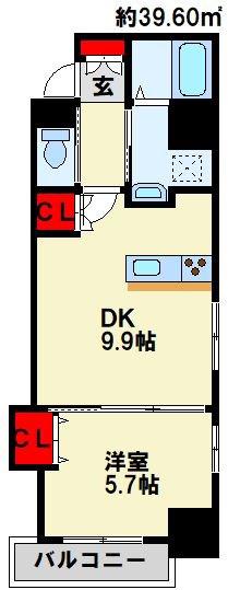 LE GRAND BLEU TROIS(1LDK/2階)の間取り写真