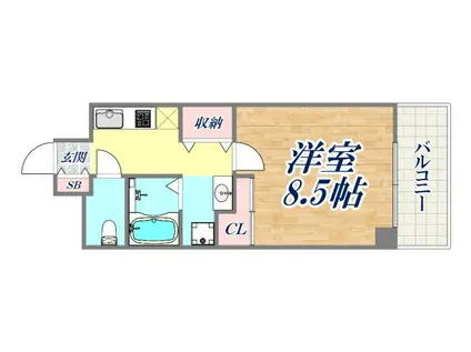 マリンシティ三宮(1K/8階)の間取り写真