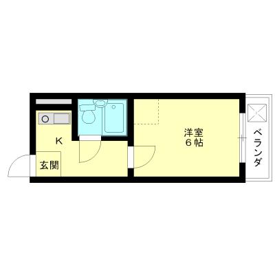 ピアレ下鴨(1K/2階)の間取り写真