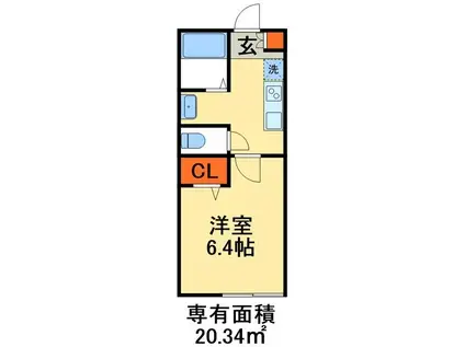 グランフェリオ都賀(1K/1階)の間取り写真