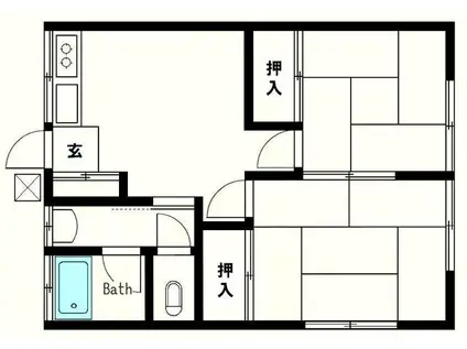 ハイム新堀(2DK/2階)の間取り写真