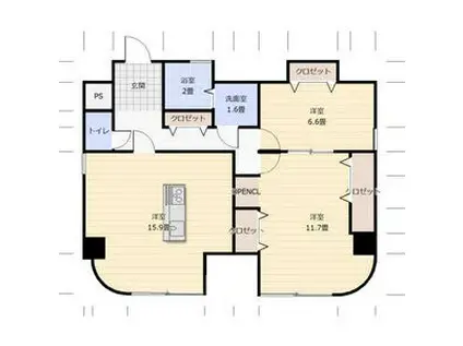フローレスタナベ(2LDK/2階)の間取り写真