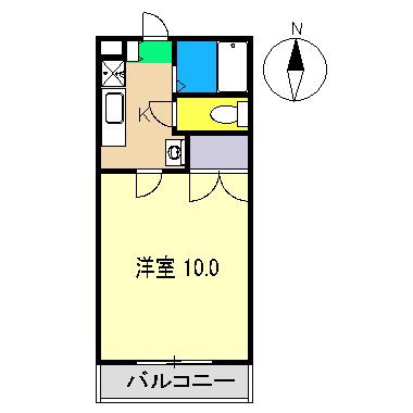 メゾンドパルルI(1K/1階)の間取り写真