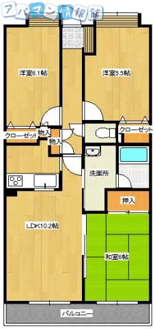 ボナール浜松イースト館(3LDK/1階)の間取り写真