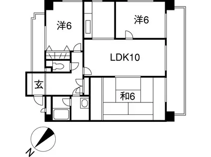 ランドマーク一社(3LDK/4階)の間取り写真