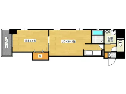 デザイナープリンセス・リバーサイド(1LDK/10階)の間取り写真