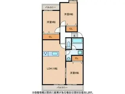 グランドール・ノヴァ(3LDK/4階)の間取り写真