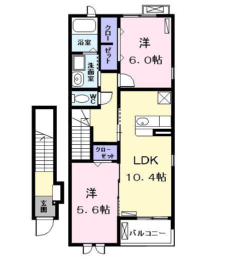 KURA(2LDK/2階)の間取り写真
