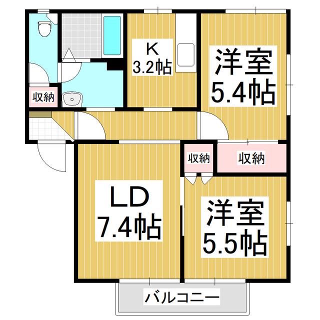 フレグランス・ニュービレッジ(2LDK/2階)の間取り写真
