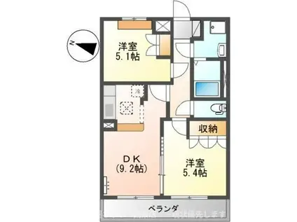 イーストリバーIII(2DK/1階)の間取り写真