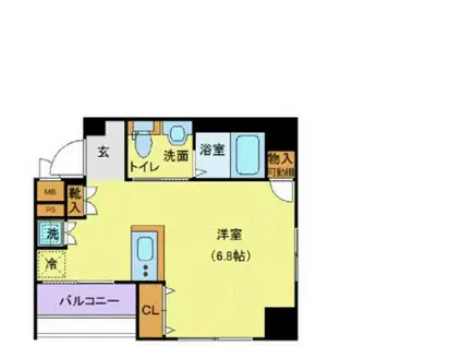 ガリシア日本橋水天宮II(1K/4階)の間取り写真