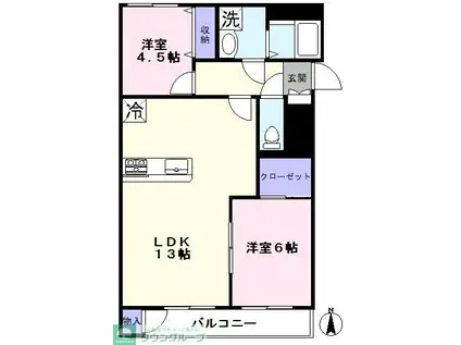 ベルナーデ(2DK/3階)の間取り写真