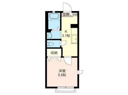 ハイツサンフラワーB(1K/2階)の間取り写真