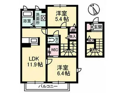 プリマヴェーラA(2LDK/2階)の間取り写真