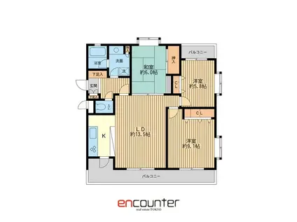 フェニックスコート二子玉川(3LDK/3階)の間取り写真