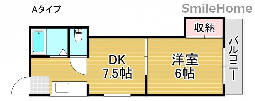 玉出第5Aマンション(1DK/5階)の間取り写真