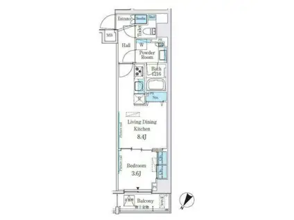 ブエナヴィスタ代々木(1LDK/4階)の間取り写真