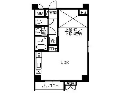 カナン中央町B棟(ワンルーム/3階)の間取り写真