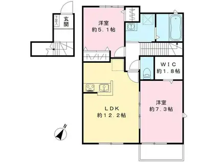 ローズガーデン(2LDK/2階)の間取り写真