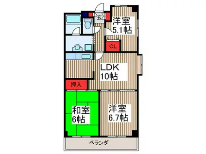 パークプレイスII(3LDK/5階)の間取り写真