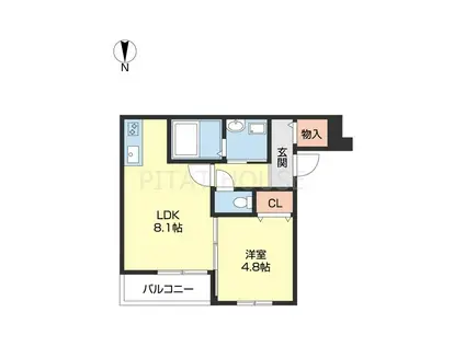 フジパレス黒田V番館(1LDK/1階)の間取り写真