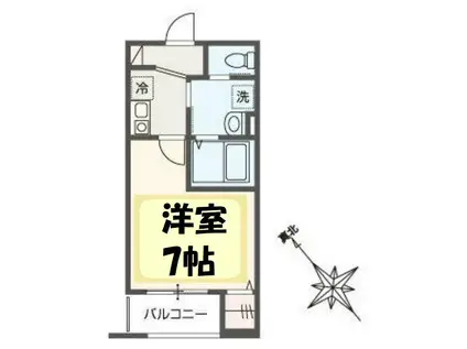 MELLAS大袋(1K/1階)の間取り写真