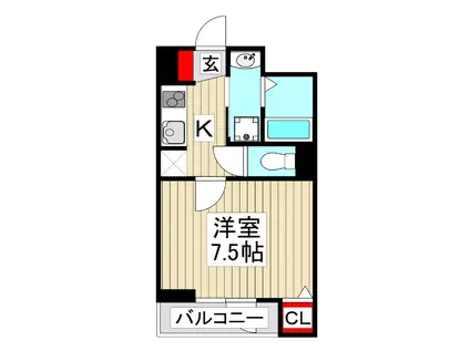 ドゥー・アヴェニール(1K/3階)の間取り写真