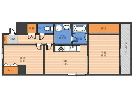 クラウド大峰(2DK/5階)の間取り写真