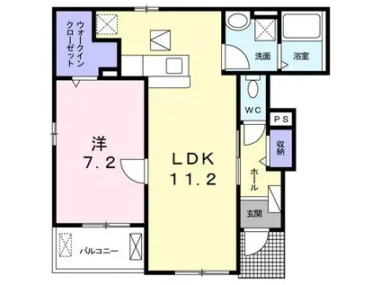 MS 上ノ郷(1LDK/1階)の間取り写真