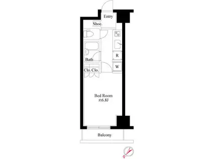 グランスイート銀座レスティモナーク(1K/13階)の間取り写真